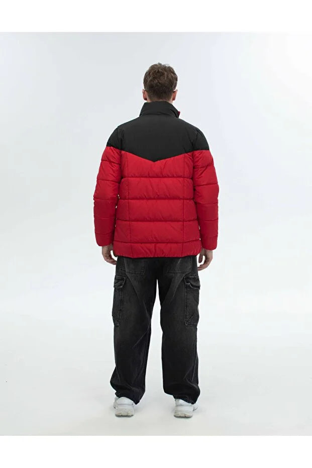 Dik Yaka Regular Fit Günlük Spor Mont - Kırmızı