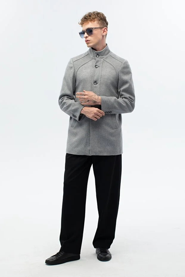 Erkek Regular Fit Palto - Gri