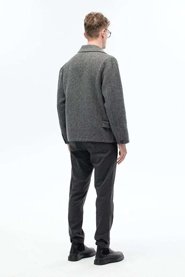 Erkek Günlük Yün Karışımlı El Yapımı Mont