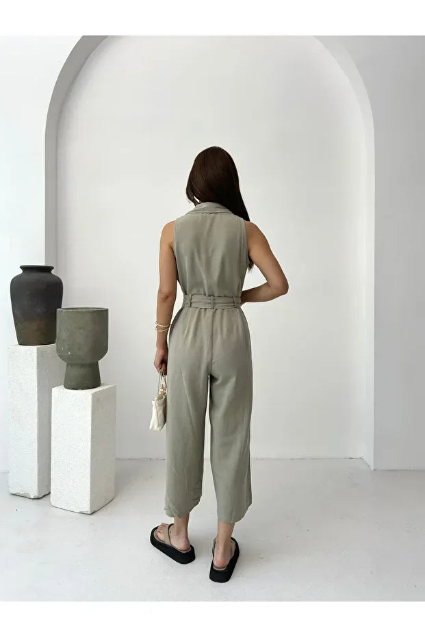 Regular Kalıp Kuşak Detaylı Yazlık Tulum