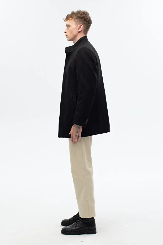 Erkek Regular Fit Palto - Siyah