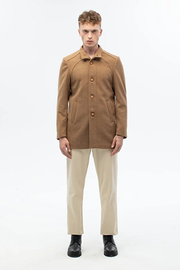 Erkek Regular Fit Palto - Camel