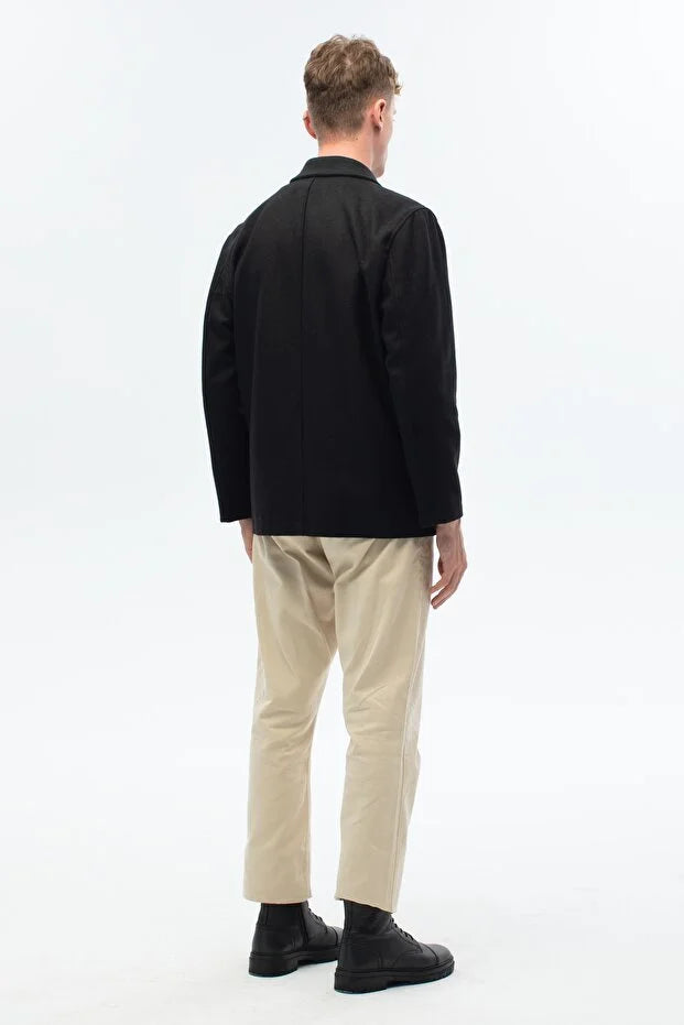 Erkek Günlük Kaşe Mont - Siyah