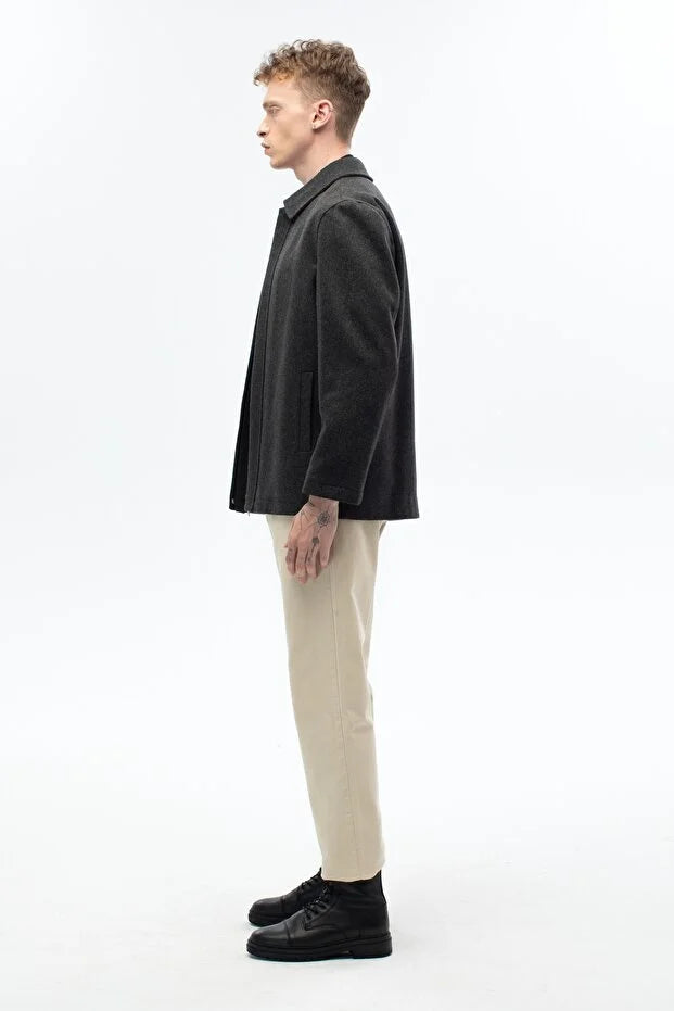 Erkek Günlük Kaşe Mont - Antrasit