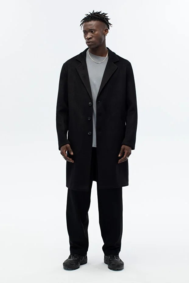 ERKEK EL YAPIMI YÜN KARIŞIMLI OVERSİZE KALIP KABAN