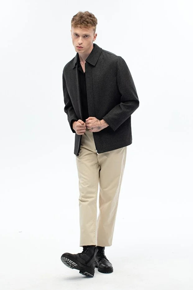 Erkek Günlük Kaşe Mont - Antrasit