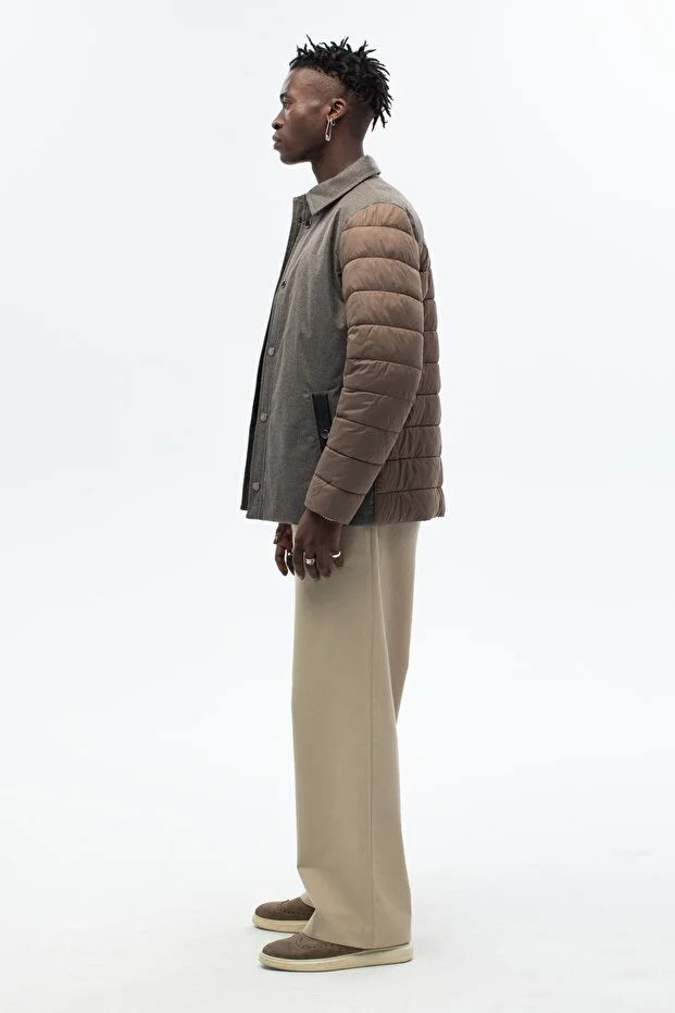 Erkek Kapitone Detaylı Regular Kalıp Dolumlu Su İticili Mont