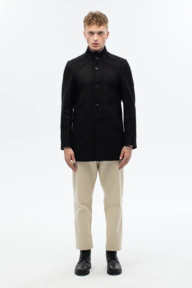 Erkek Regular Fit Palto - Siyah