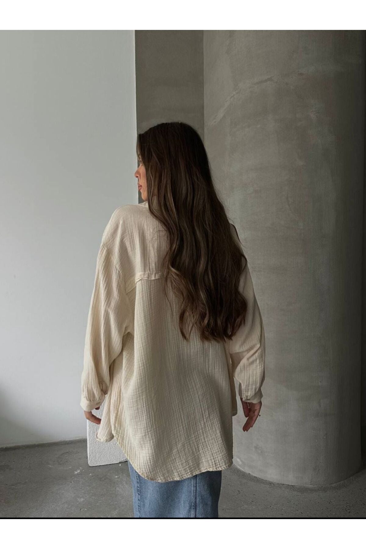 Yazlık Muslin Kumaş Relaxed Kalıp Gömlek