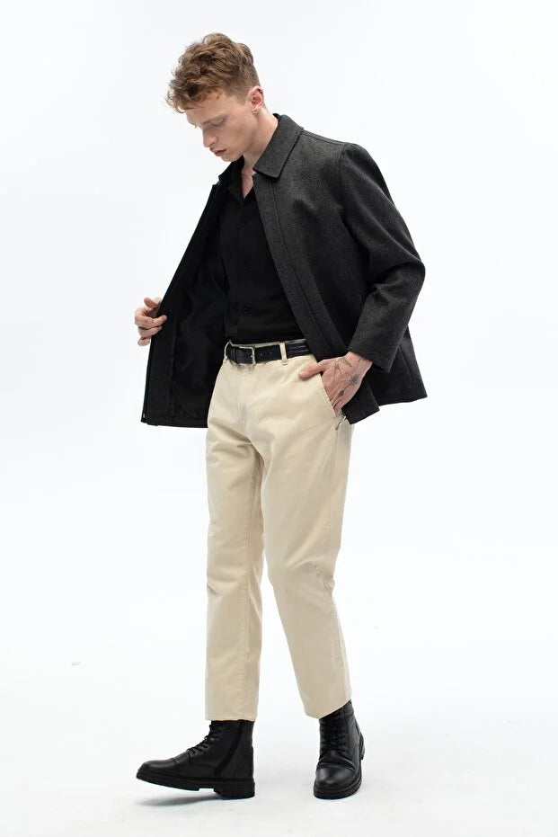 Erkek Günlük Kaşe Mont - Antrasit