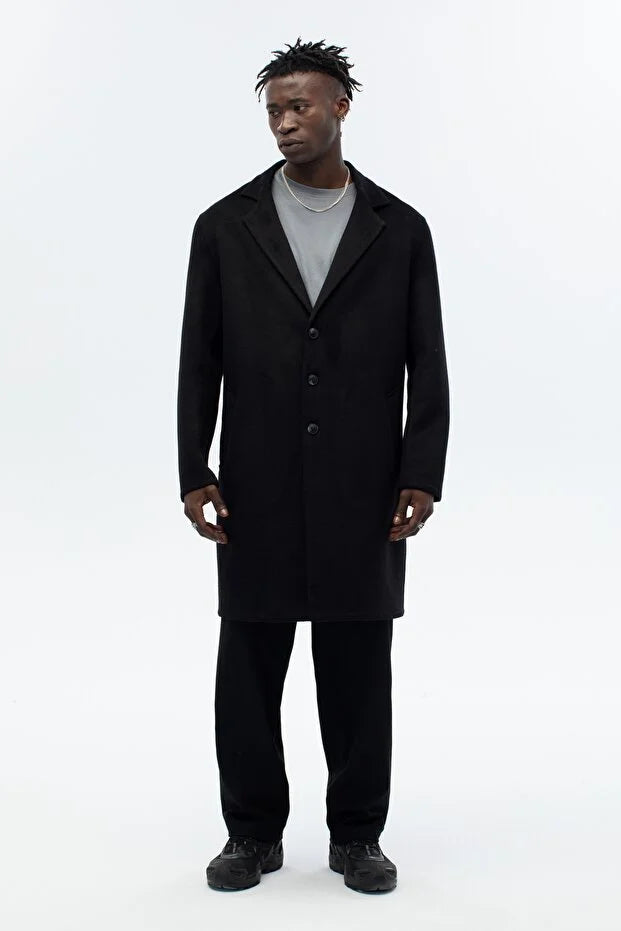 ERKEK EL YAPIMI YÜN KARIŞIMLI OVERSİZE KALIP KABAN