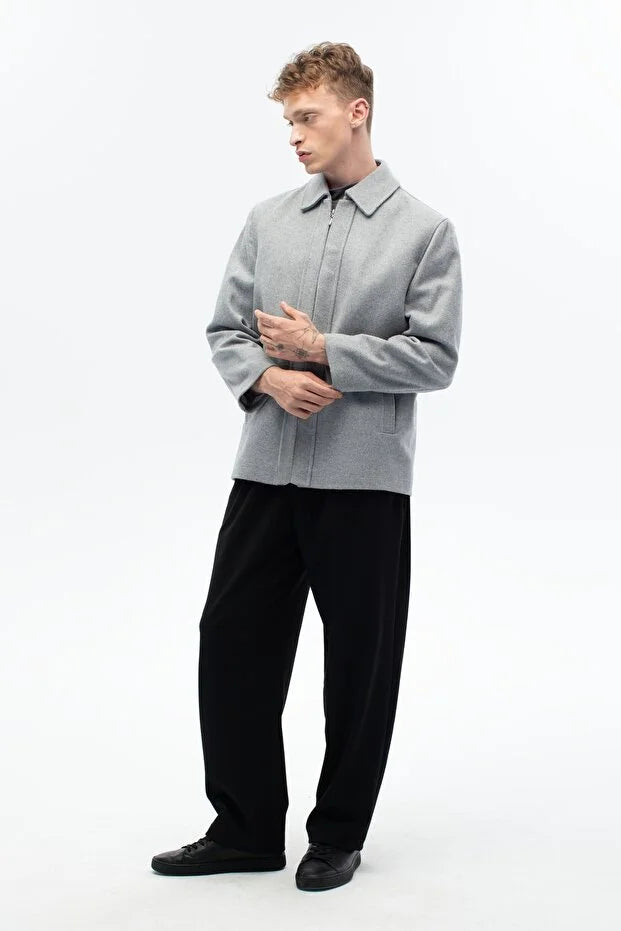 Erkek Günlük Kaşe Mont - Gri