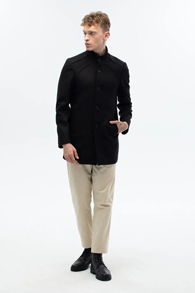 Erkek Regular Fit Palto - Siyah