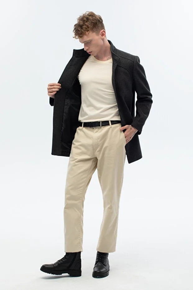 Erkek Regular Fit Palto - Antrasit
