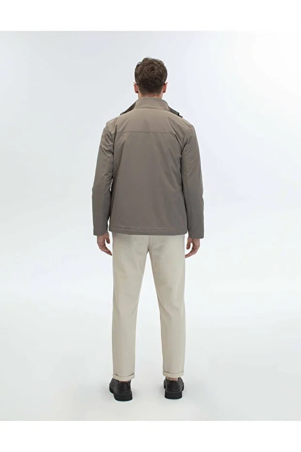 Erkek Teknik Kumaş Dik Yaka Günlük Mont