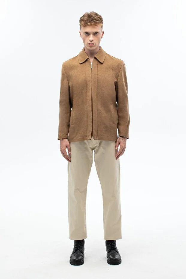 Erkek Günlük Kaşe Mont - Camel