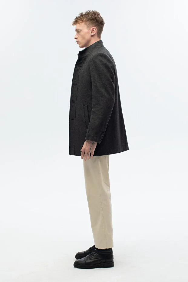 Erkek Regular Fit Palto - Antrasit