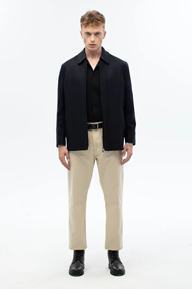 Erkek Günlük Kaşe Mont - Lacivert