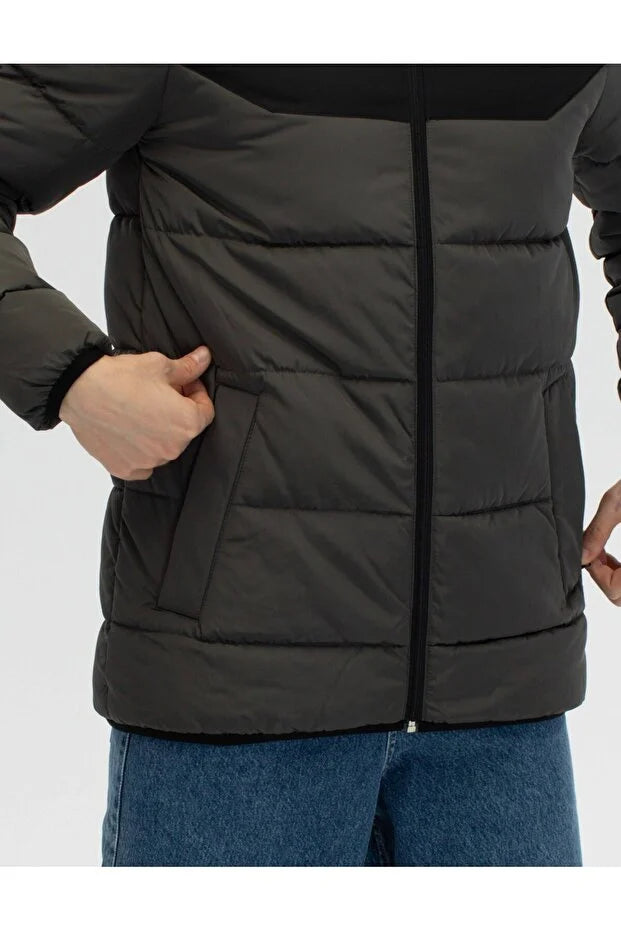 Dik Yaka Regular Fit Günlük Spor Mont - Gri