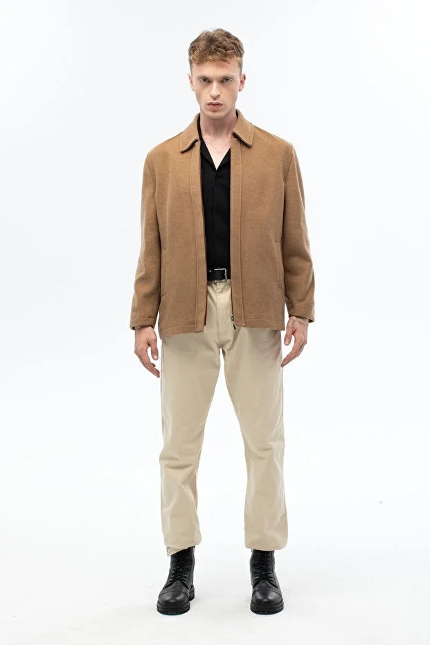 Erkek Günlük Kaşe Mont - Camel