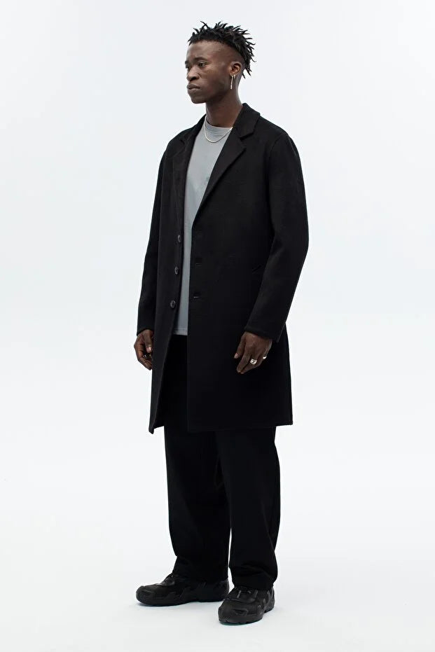 ERKEK EL YAPIMI YÜN KARIŞIMLI OVERSİZE KALIP KABAN