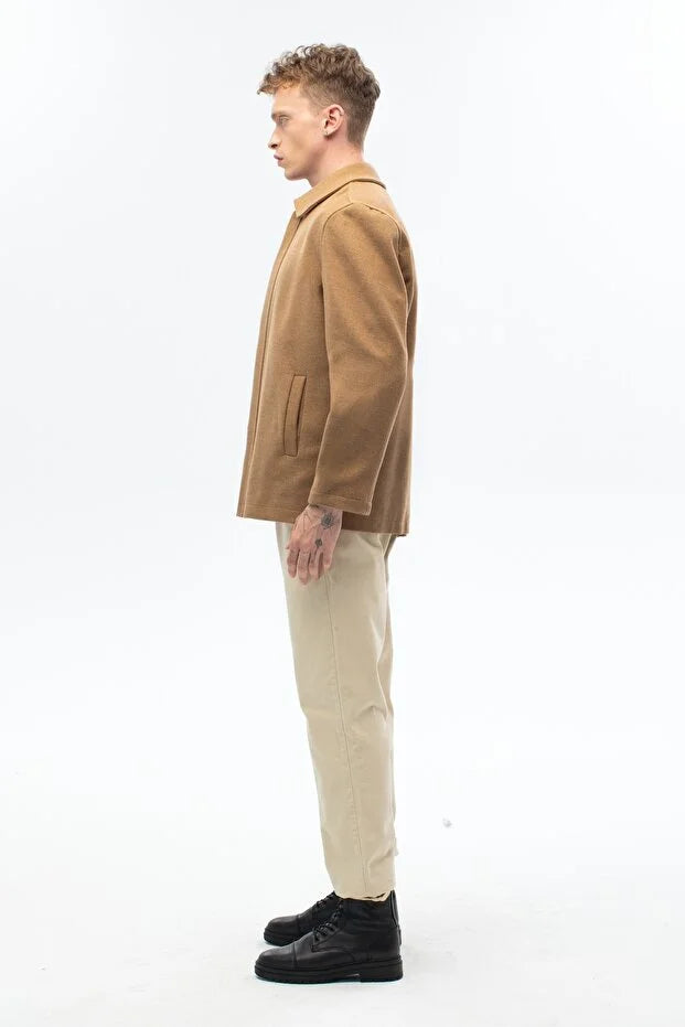Erkek Günlük Kaşe Mont - Camel