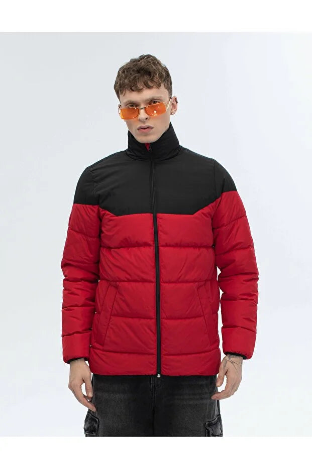 Dik Yaka Regular Fit Günlük Spor Mont - Kırmızı