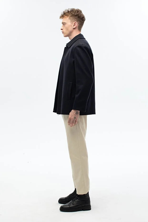 Erkek Günlük Kaşe Mont - Lacivert