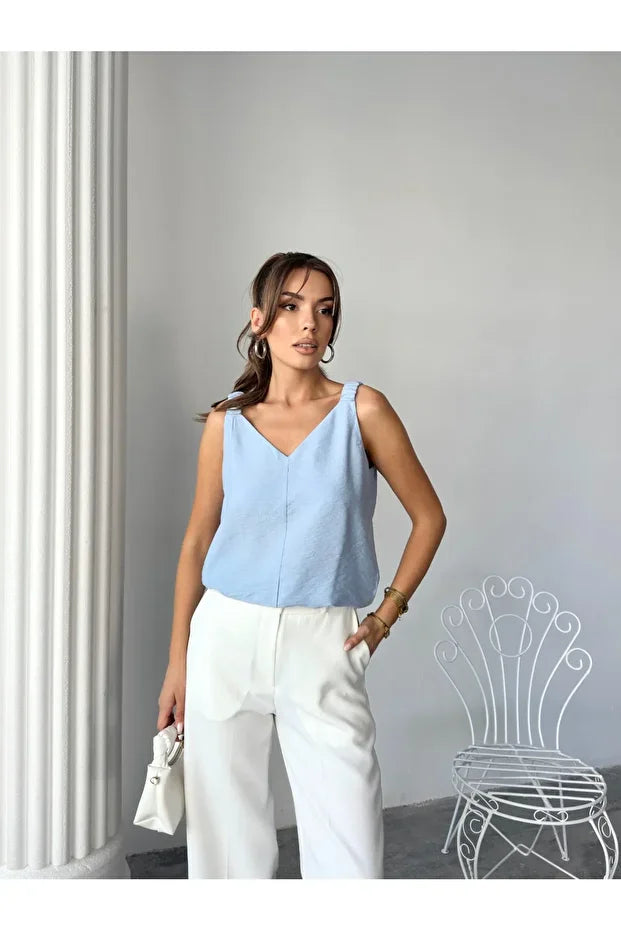 Yazlık Regular Kalıp Pamuklu Kolsuz Bluz