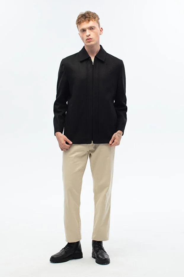 Erkek Günlük Kaşe Mont - Siyah