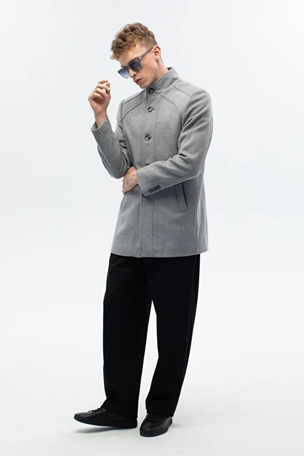 Erkek Regular Fit Palto - Gri