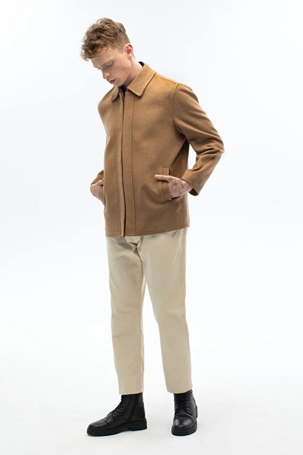 Erkek Günlük Kaşe Mont - Camel