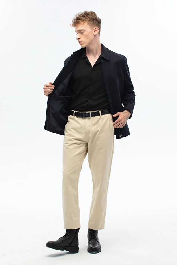 Erkek Günlük Kaşe Mont - Lacivert