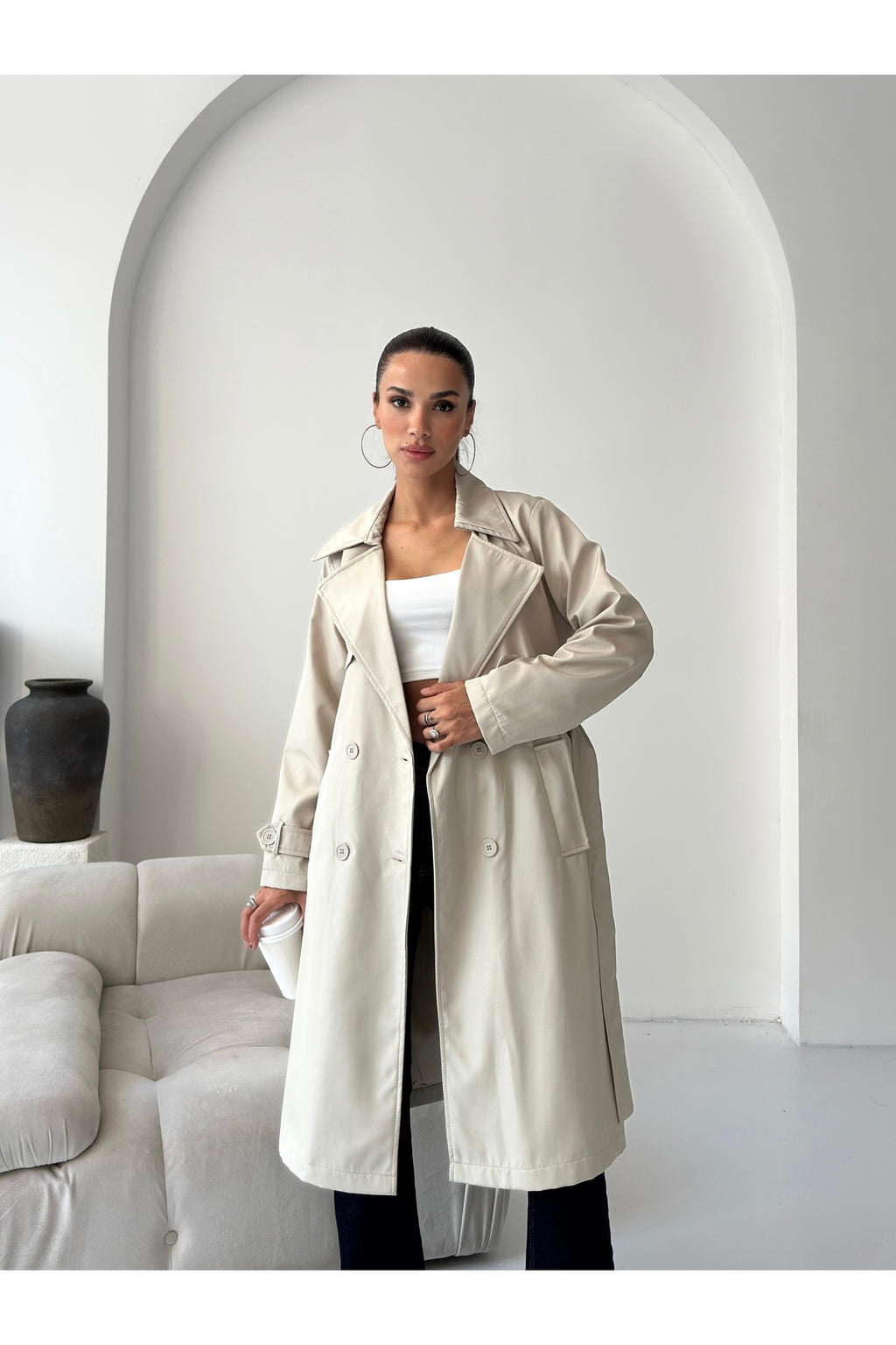 Kuşak Detaylı Relax Kalıp Trençkot