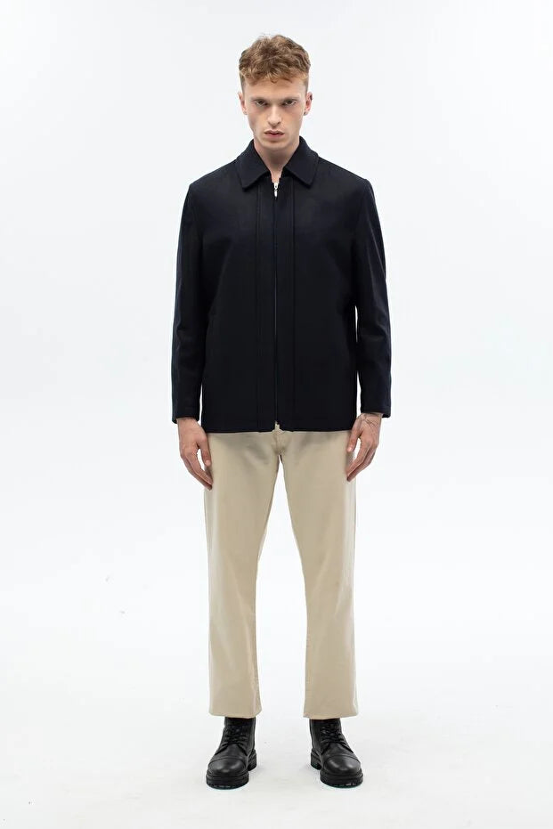 Erkek Günlük Kaşe Mont - Lacivert