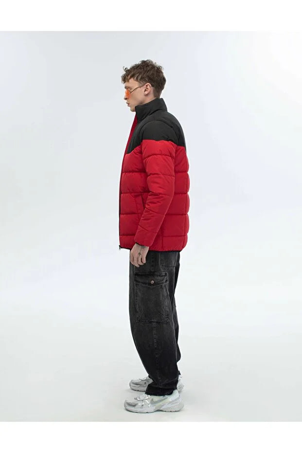 Dik Yaka Regular Fit Günlük Spor Mont - Kırmızı