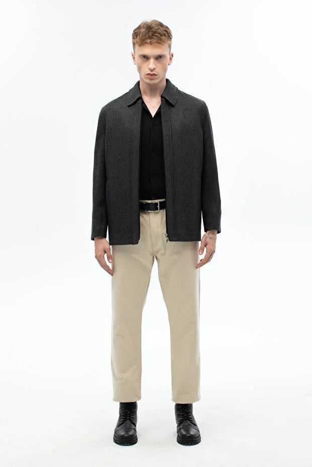 Erkek Günlük Kaşe Mont - Antrasit