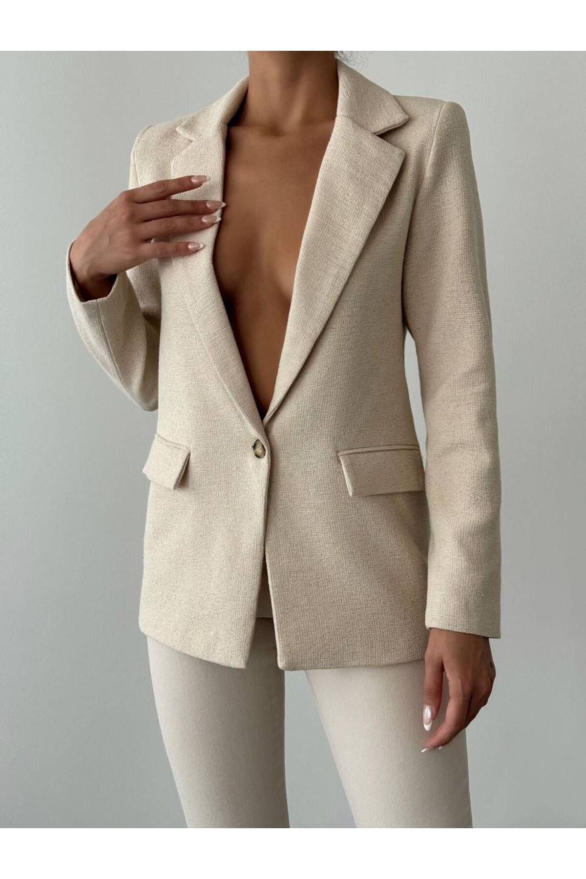 Blazer Tek Düğmeli Yazlık Ceket