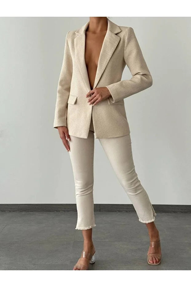 Blazer Tek Düğmeli Yazlık Ceket